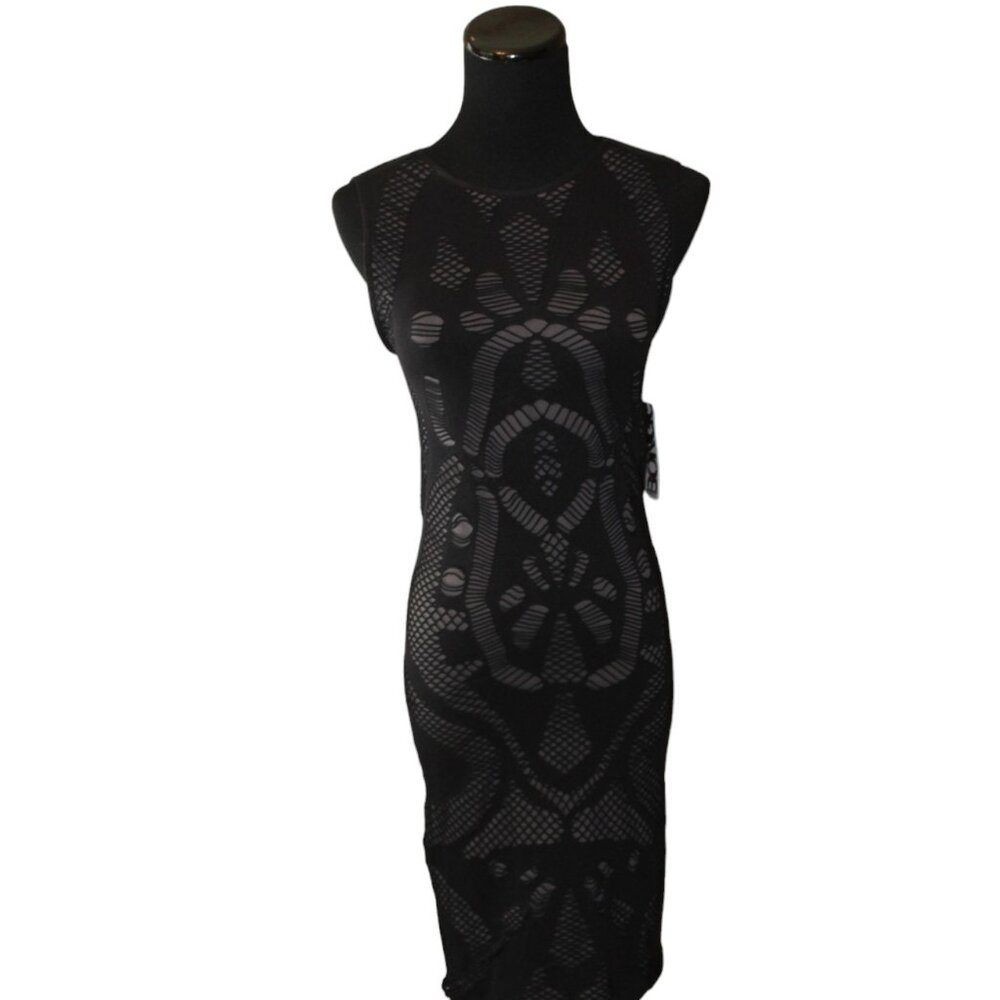 BONGO Black Mesh Sleeveless Mini VINTAGE Punk Bodycon Size L NWT's VINTAGE NEW